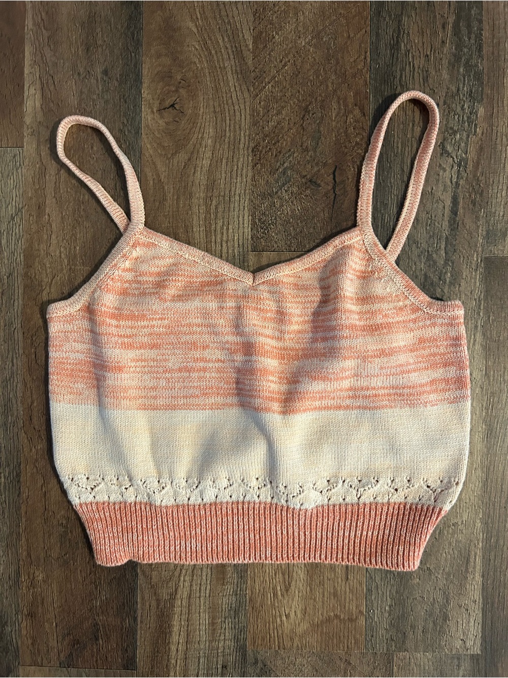 BCBGeneration Pink and White Knit Cropped Tank